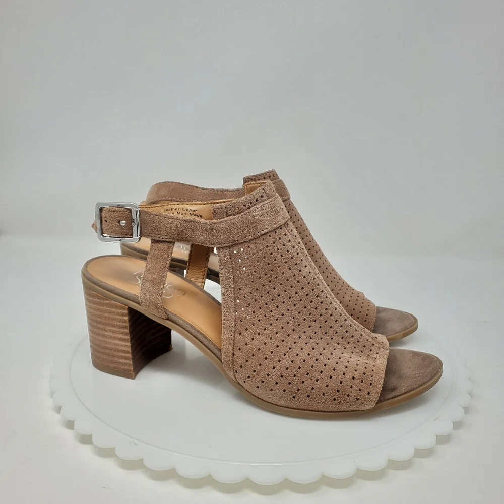 Franco Sarto Suede Open Toe Sandals with 3 inch heel Size 8 - Picture 1 of 7